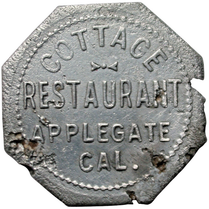 Applegate, CA Cottage Restaurant G/F 12 1/2¢ In Trade Token