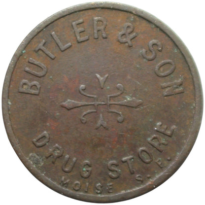 Colfax, CA Cottage Butler & Son Drug Store G/F 5¢ In Trade Token