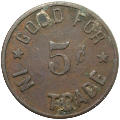 Colfax, CA Cottage Butler & Son Drug Store G/F 5¢ In Trade Token
