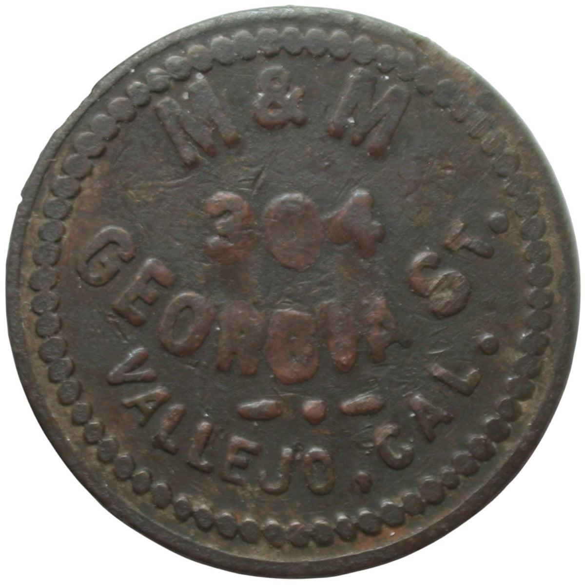 Vallejo, CA M&M 304 Georgia St. G/F 5¢ In Trade Token