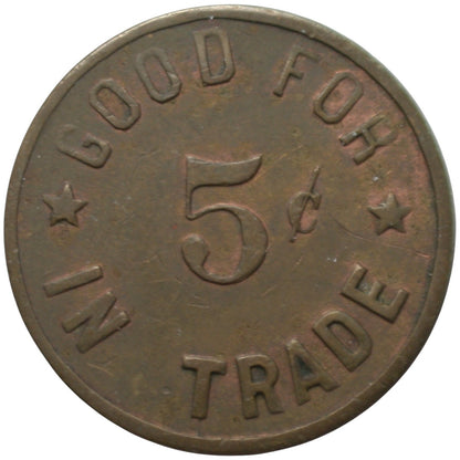 San Juan, CA A. Busjaeger G/F 5¢ In Trade Token